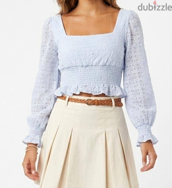 smocked square-neck peplum blouse 1