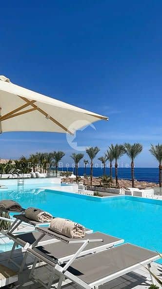 Lowest price in Almazah, Red Sea with Travco — a luxurious chalet with the lowest down payment, near-term delivery, a double view, and a terrace!
