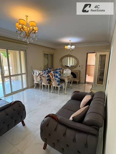 For rent apartment 135m finished with acs , kitchen , private garden 200m 3bedrooms ready to move in saraii new cairo fifth settlement