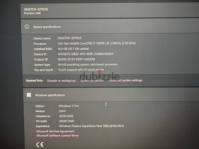 Dell precision 5560 4K 2