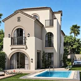 A unique villa in Sarai New Cairo, in the best location and the best compound, including all services and facilities with a distinctive design and sui