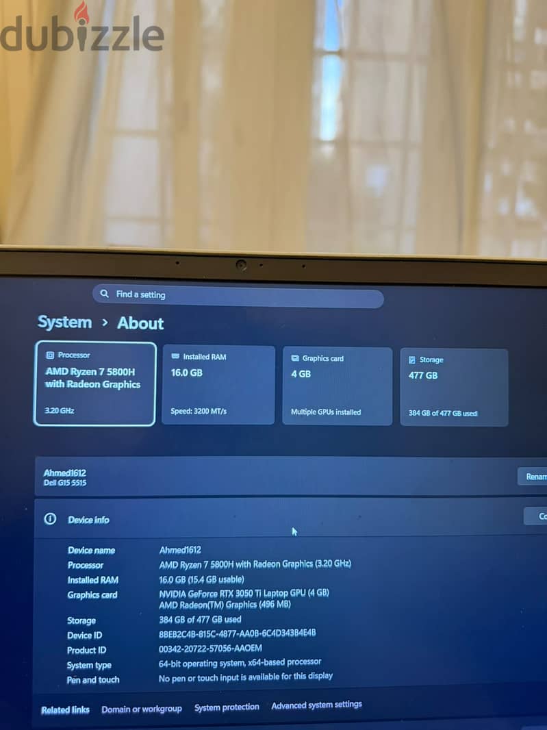 dell g15 Ryzen 7 RTX3050 2