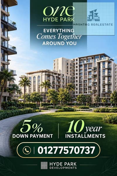 ONE HYDE PARK | NEW CAIRO  مش مجرد شقة… دي Lifestyle متكامل في متكامل في قلب الـGolden Square!  Prime Location بجوار City Gate وM