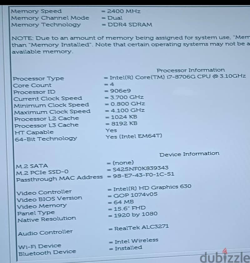 Laptop Dell 7