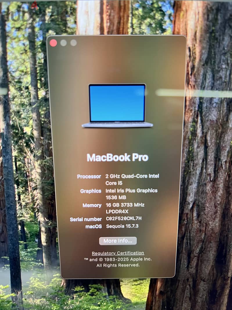 Apple-MacBook Pro 2020-core i5-16 Ram 6