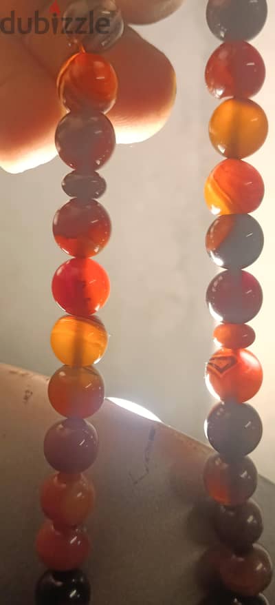 سبحة عقيق أحمر كبدي طبيعي نادرة (خامة قديمة)