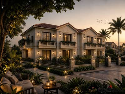 In installments over 10 years for a twin house villa for sale in a compound of villas only in the heart of Sheikh Zayed