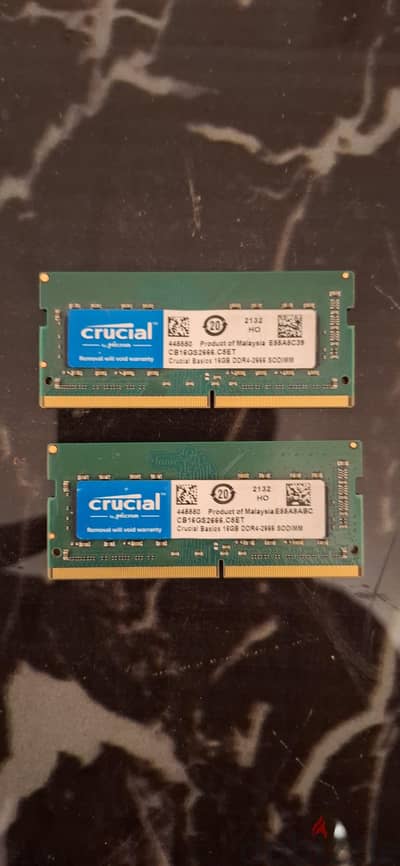 Crucial 32 GB DDR4 RAMs (2x16) 2666mhz for laptop