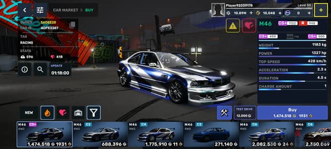 حسابات carx street mobile بافضل الاسعار عملات كثير