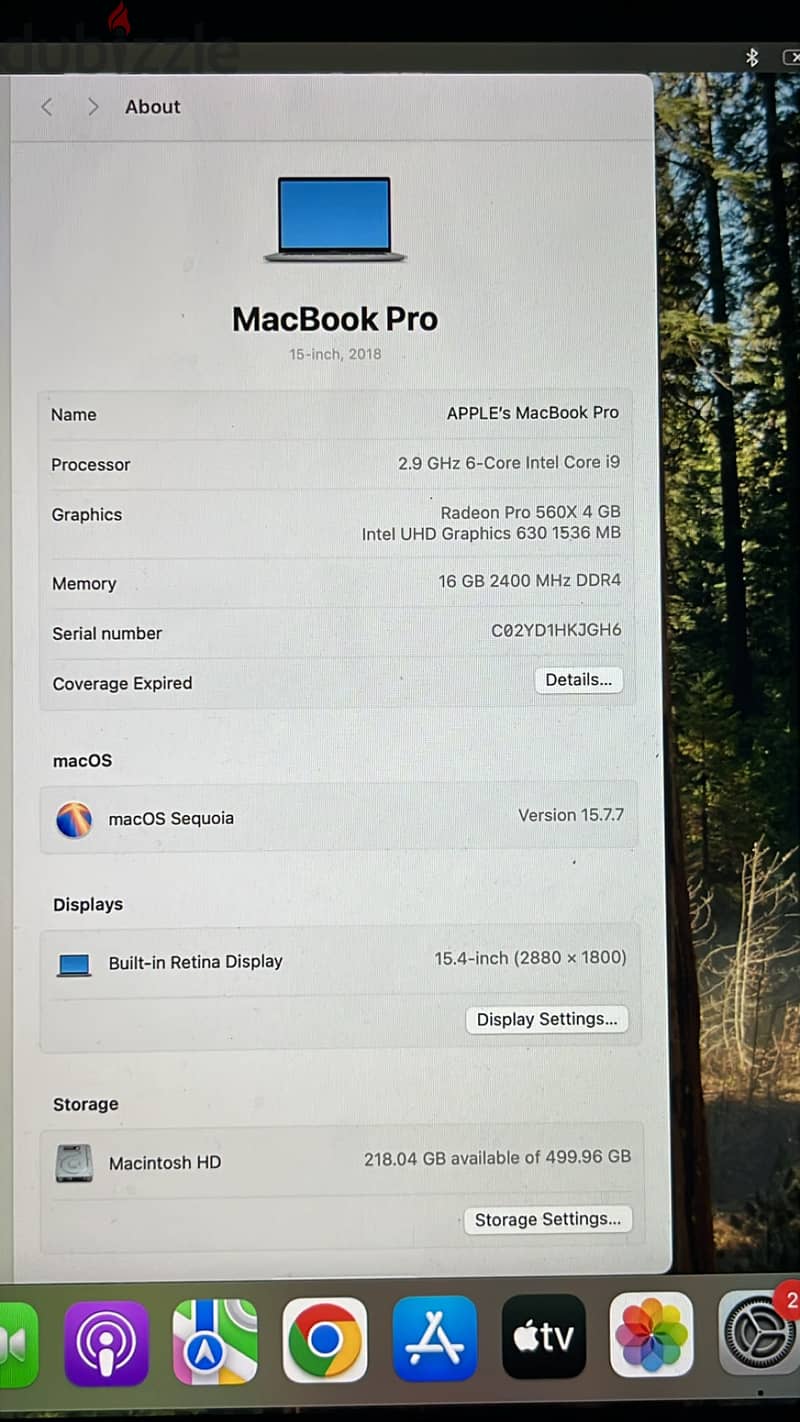MacBook pro 15-inch 2018 (intel core i9) 5