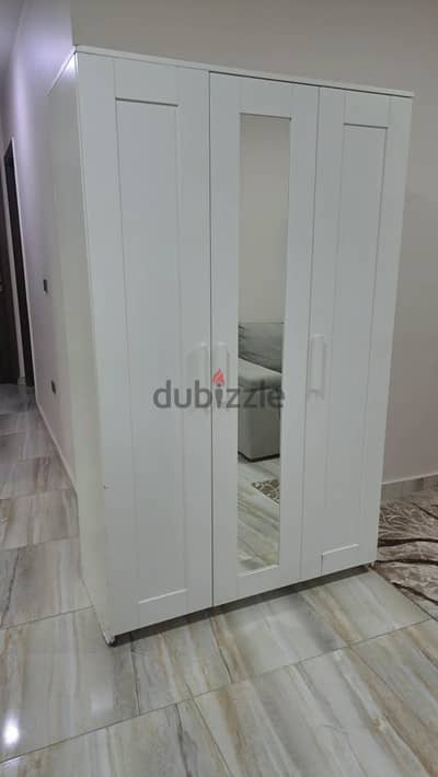 IKEA BRIMNES 3-Door Wardrobe – White with Mirror | Excellent Condition