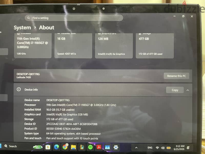 Dell latitude 7420 360x Touchscreen 7