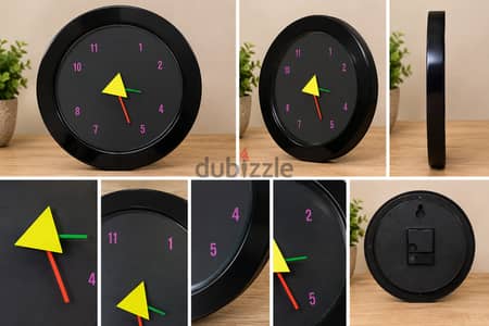 ساعة حائط مودرن بتصميم عصري وفريد (Modern Wall Clock) – أرقام ملونة وإ