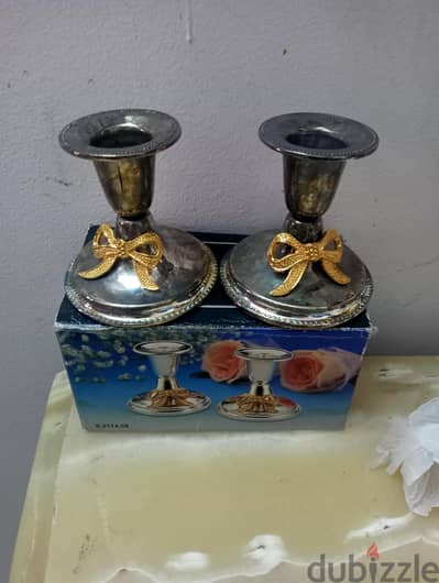 2 شمعدان معدن مستورد