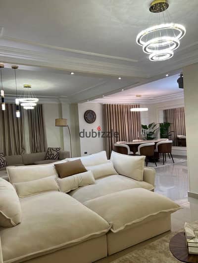 Furnished apartment first hotel residence modern building 2025 monthly rent Nasr City between Abbas and Makram near all services and malls cafes and restaurants and hospitals tourist place 3 rooms 2 bathrooms spacious reception fully air-conditioned high-speed Wi-Fi private intercom in the apartment chic building