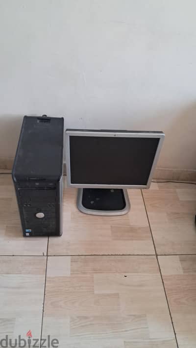 كمبيوتر dell core 2 duo  + شاشه hp