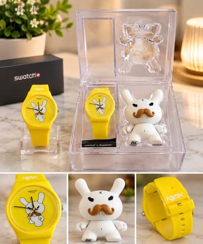 original swatch x kidrobot skipper watch & dunny figure original swatch x kidrobot skipper watch & dunny figure