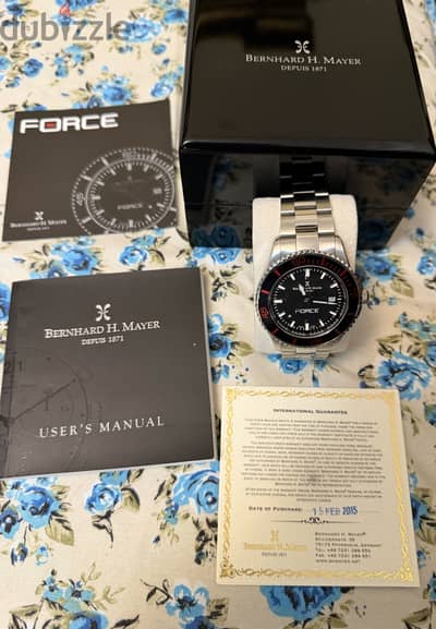 Bernhard H. Mayer Force Maximus Swiss ساعة أصلية بالعلبة والمستندات e