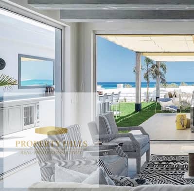 Sea view Chalet for Sale in ras soma looking over the view ready for viewing anytime with best price fully finished with air conditioners  137 SQM Full Sea View and pool view Fully North-Facing Ground Floor with garden  A beautiful chalet in one of the Re