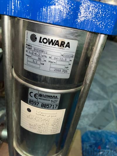 طلمبة مياه رأسية لووارا Lowara إيطالي 1.5 حصان بحالة الزيرو