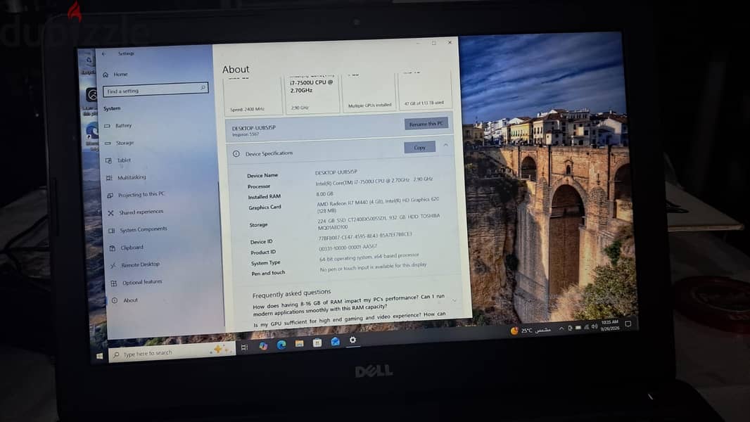 Dell inspiron 5567 core i7, SSD 224 1