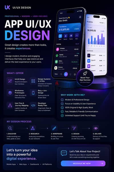 Professional App UI/UX Design | Modern, User-Focused & Conversion-Driv