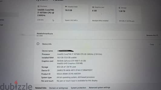 Laptop 1:5 TB ssd