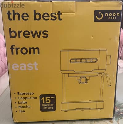 ماكينة اسبريسو Noon East Automatic (15 بار) بالكرتونة بحالة ممتازة