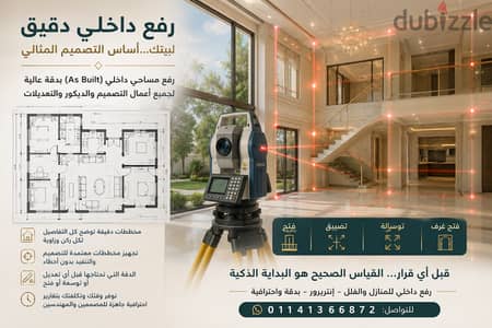 رفع مقاسات دقيق بفضل الله للشقق والفيلات واللاند سكيب .
