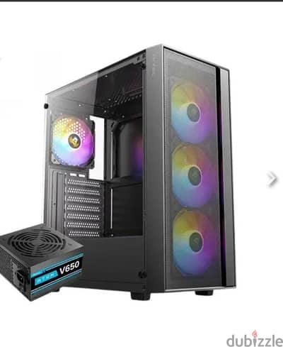ANTEC AX56 +4ARGB+ PSU ATOM V650 جديدة بالكرتونه فاتورة بضمان