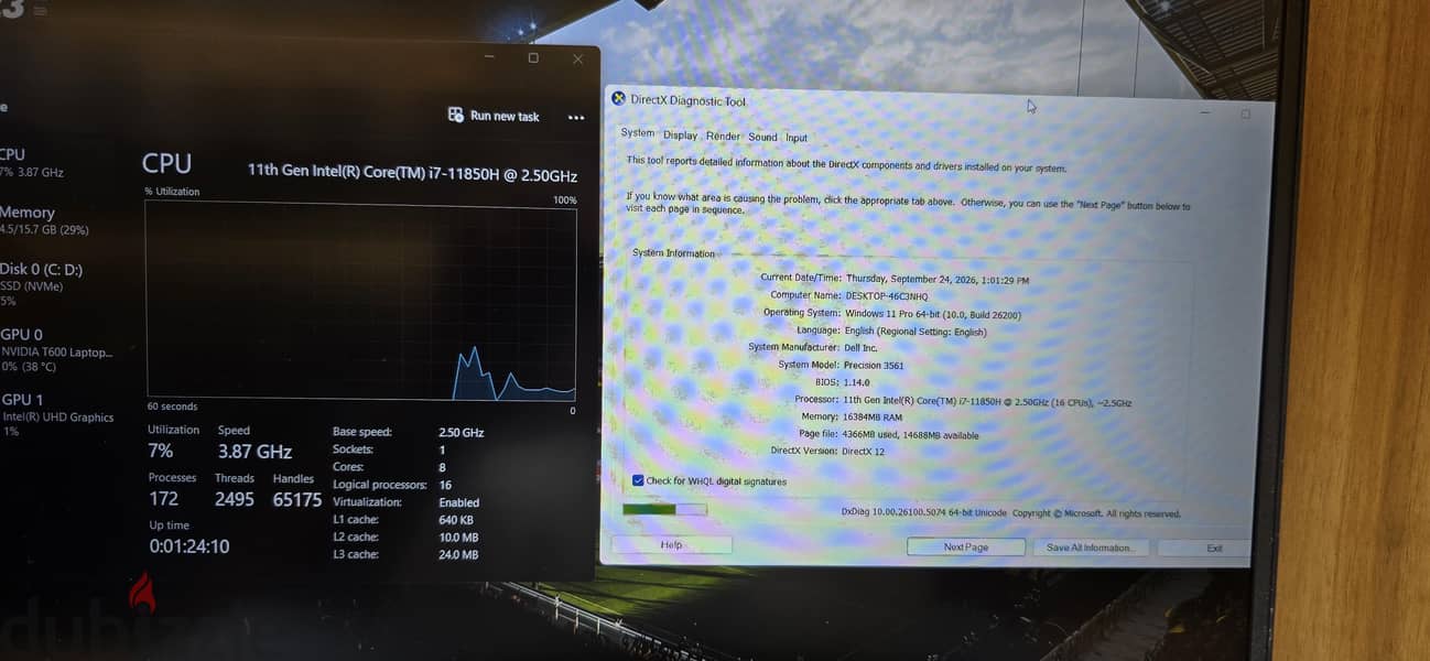 DELL PRECISION 3561 I7 11850H NVIDIA 4G 6