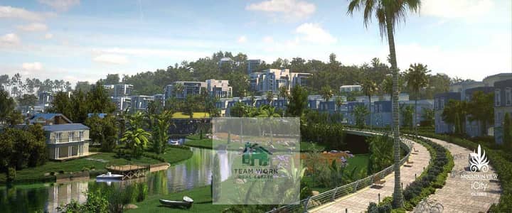 Corner iVilla with a garden for sale at Mountain View iCity; features a distinctive view, prime location, and immediate delivery.