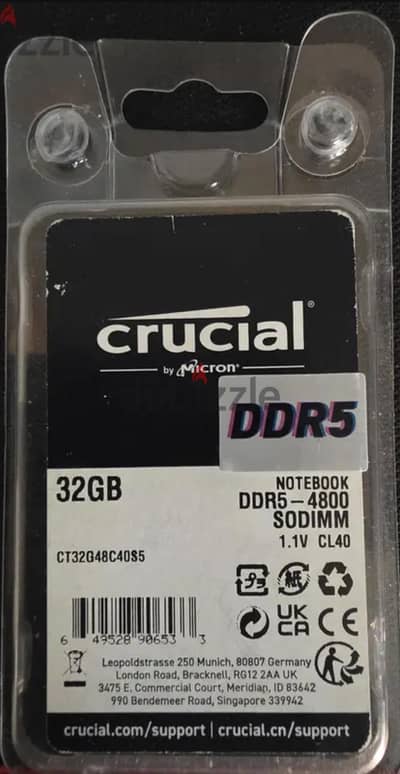 رام Crucial DDR5 32GB 4800MHz