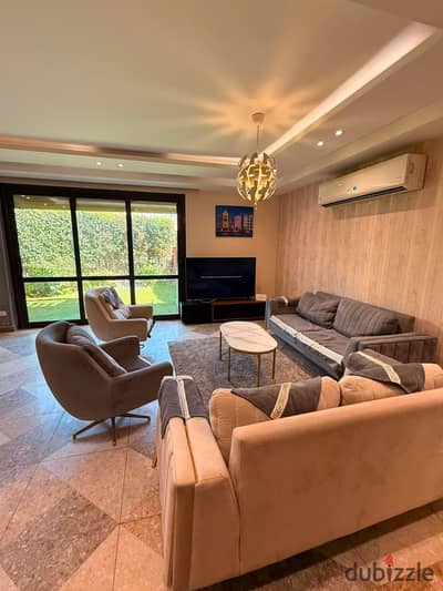 Ground Duplex Furnished 3BR with Private Garden For Rent in Sheikh Zayed in Beverly Hills Westown Compound