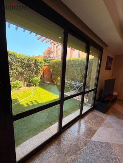 Ground Duplex Furnished 3BR with Private Garden for daily rent for families in Sheikh Zayed Beverly hills compound