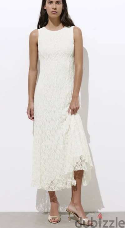 Long White Lace Dress - Pull&Bear