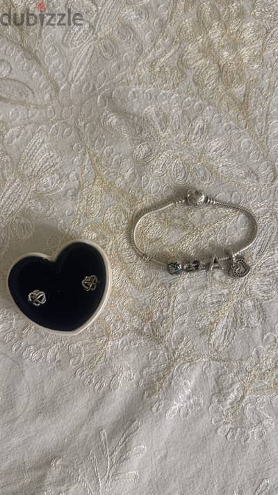 Pandora Bracelet + Charms + Earings for Sale