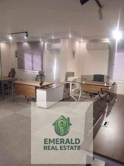 Office for rent, air-conditioned, furnished in a commercial building in Zahraa El Maadi, next to Carrefour El Maadi