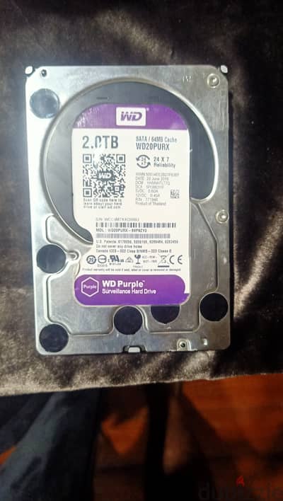 هارد 2 تيرا بنفسجي WD Purple كسر زيرو بالضمان والفاتورة