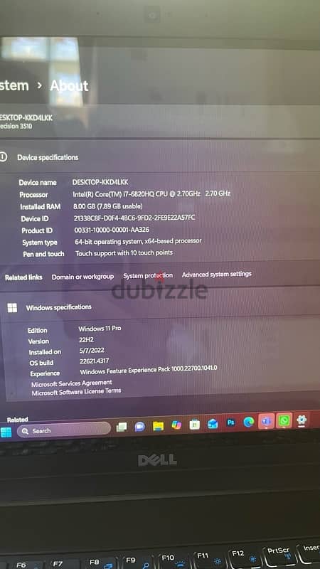Laptop Dell precision 3510 touch screen 2