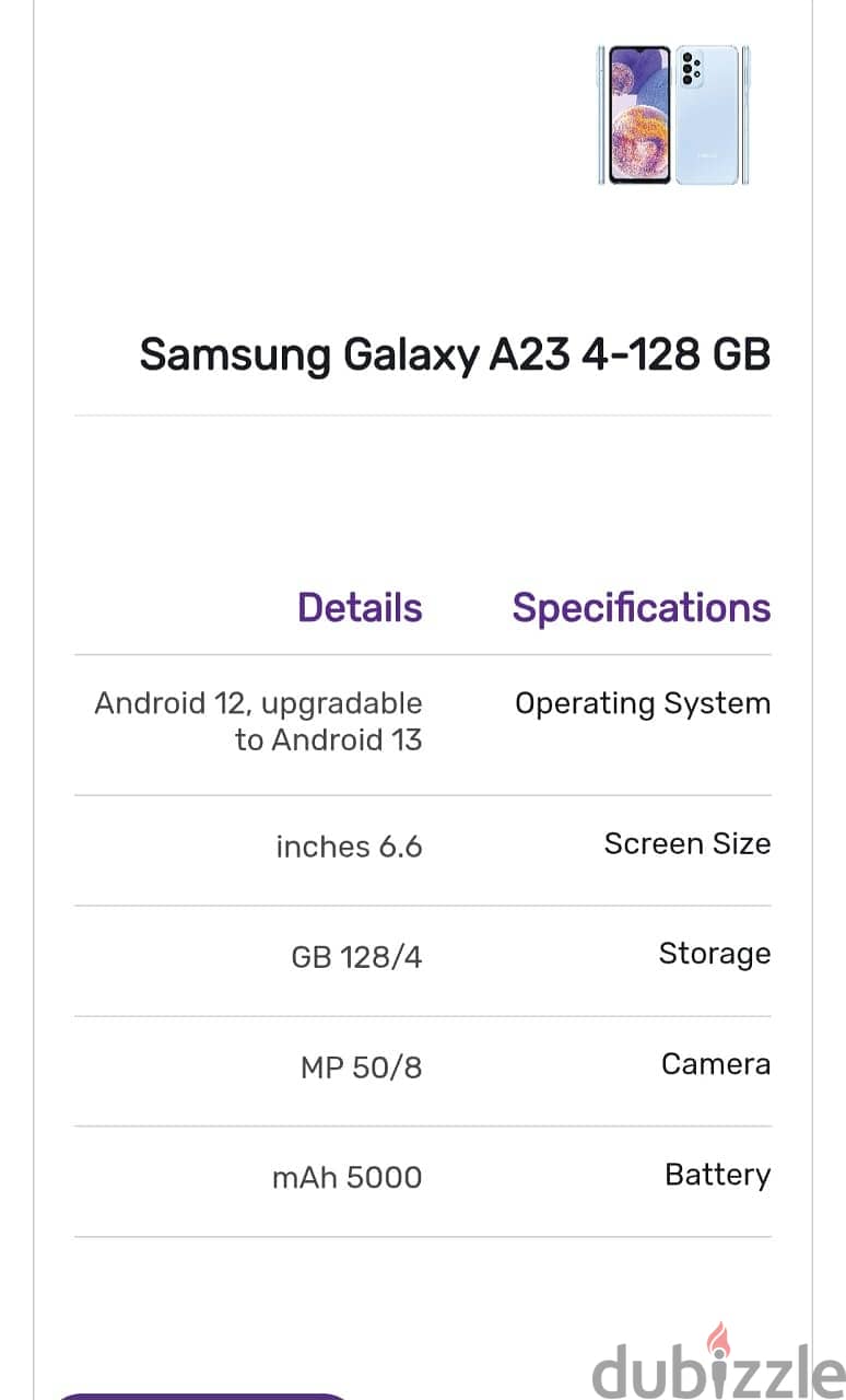 smamsung A23 used mobile with package 1