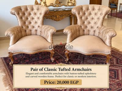 pair of classic tufted armchairs