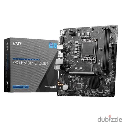 Motherboard msi pro h610 m-e + box + color بتشغل من الجيل 12 ل 14