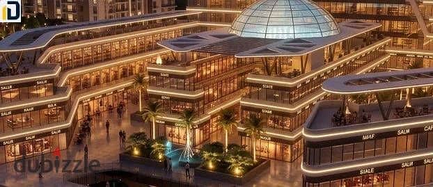 محل تجاري للبيع 23م دور ارضي اميز لوكيشن علي البلازا  علي الحي الايطالي تاني قطعه من طريق الفيوم في مول  GIZA CROWN TOWER حدايق اكتوبر