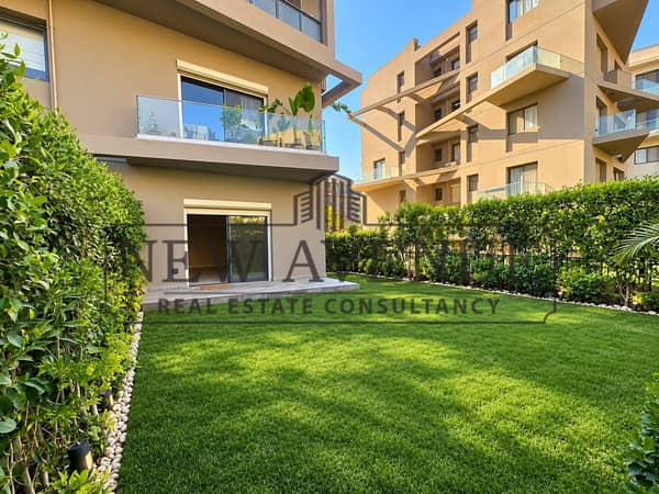 شقة أرضي +حديقة + التكيفات و المطبخ   تشطيب كامل استلام فوري فيVillette V Residence فيليت القاهرة الجديدة من سوديك