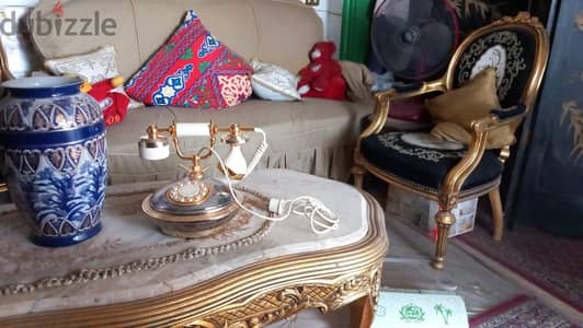 تليفون انتيك ايطالى جديد بالكرتونة عاج مطعم بالنحاس