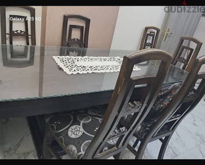 سفره مع 6 كراسى خشب ممتاز للبيع ونيش وبونسوار