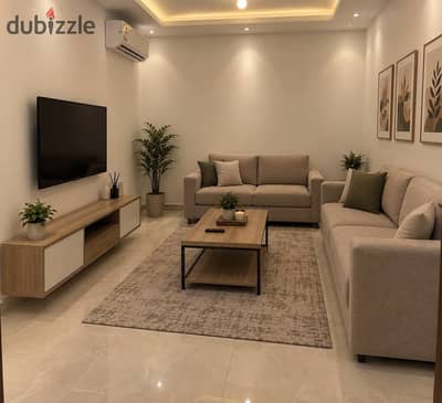 Studio for rent in Al Tagamoa Al Khames, Gardenia Heights. The studio consists of two rooms, a bathroom, a kitchen, and a reception area in Gardenia Heights 3. Fully air-conditioned, available for short periods only by days or by the month only. Daily price 1850 EGP, monthly price 28000 EGP.