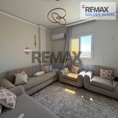  Front-facing + furnished Super Lux finishing + kitchen & appliances. . 140 SQM apartment in El Shorouk 2nd District West, 3 bedrooms, 1 bathroom, ne