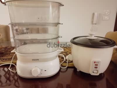جهاز طهي بالبخار Philips + طباخة أرز DLC بحالة ممتازة
